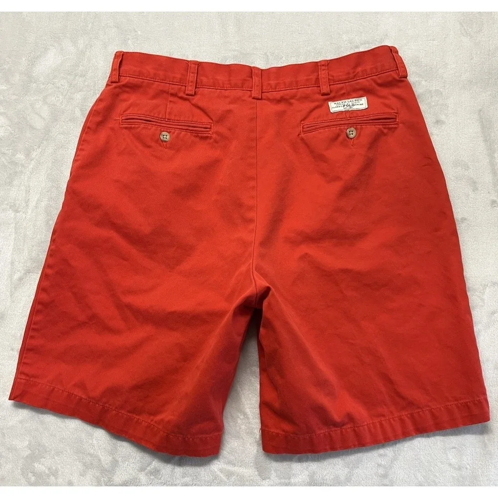 Polo Ralph Lauren Prospect Short Men 34 Red Chino Classic Flat Front 9'' Inseam